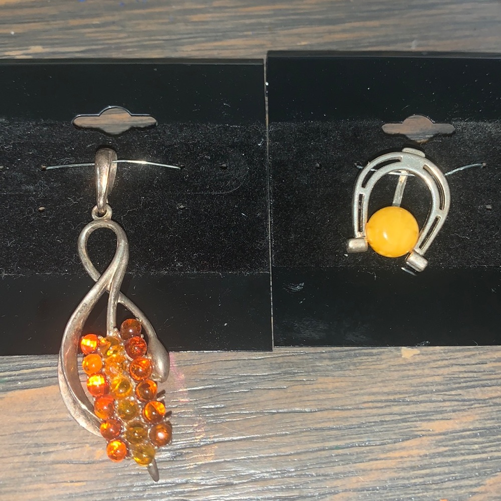 NWT Silver and amber charms